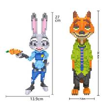 Hot cartoon movie Zootropolis judy hopps micro diamond block nick fox rabbit figures building bricks nanobricks toys collection 2024 - buy cheap