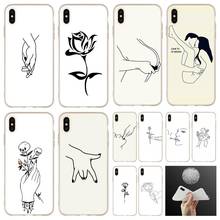 Arte De Línea carcasa de silicona suave para iPhone 11 Pro 7 8 Plus XR XS Max 4 5 5S SE 6 6s Funda Etui 2024 - compra barato