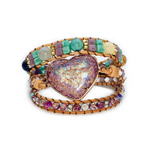 Romantic Spiritual Chakra Leather Wrap Bracelets Mix Stone Heart Shape 3 Strands Bracelet Classic Jewelry Love Bracelet 2024 - buy cheap