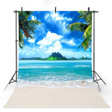 Пляжный фон для украшения вечеринки голубое небо и море фон для фотостудии пальмовое дерево фон для летнего праздника реквизит 2024 - купить недорого