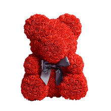 Teddy rose bear with heart artificial roses foam flower Valentine's Day gift box Mother's Day wedding 2024 - buy cheap