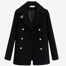 2021 autumn winter fashion double breasted woolen blazer women notched collar loose wool blends coat 2024 - buy cheap