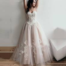 Vestido de noiva de tule com apliques, vestido de noiva com renda sem mangas, frete grátis 2024 - compre barato
