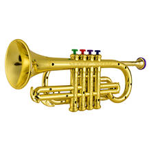 Trumpet Kids Musical Educational toy Wind Instruments ABS Metallic Gold Trumpet with 4 Colored Keys for Kids Children 2024 - buy cheap