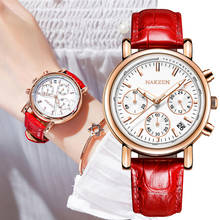 Adzen relógio feminino de couro, relógio fashion casual de quartzo com cronógrafo para presente para mulheres 2024 - compre barato