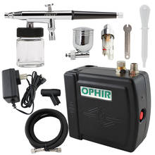 OPHIR-Kit de aerógrafo de doble acción, Kit de aerógrafo de 0,3mm con compresor de aire, herramientas de maquillaje para Nail Art, # AC003H + AC005 + AC011 2024 - compra barato