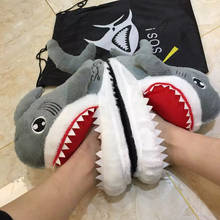 Mr Co Cartoon Shark Funny Shoes Girls Lovely Indoor Slippers Ladies Home Shoes 2020 Fashion Plush Warm Slippers Women 2024 - buy cheap