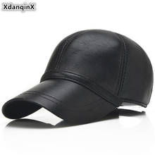 XdanqinX 2020 nueva gorra de piel de oveja para hombre gorra de béisbol de moda de cuero genuino gorra de marca para hombre gorra de Snapback gorra de hueso para hombre sombreros de papá 2024 - compra barato