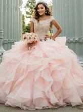 Luxury Crystal Beaded Debutante Ball Gowns Quinceanera Dresses Off Shoulder Ruched Puffy Organza Sweet 16 Dress 2024 - buy cheap