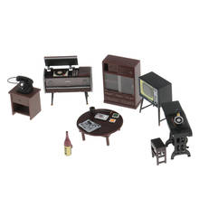 1:12 escala casa de bonecas miniatura marrom plástico sala itens móveis 8 pçs/set 2024 - compre barato