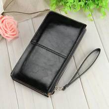 Fashion Korean Women Clutch Bag With Wristband Leather Solid Color Lady Girl Long Wallet Card Holder Zipped Coin Purse B88 2024 - buy cheap