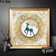 Pintura de diamante 5d diy, bordado de ciervo de La Fortuna nórdica, punto de cruz de diamante cuadrado/redondo completo, mosaico de diamantes de imitación 2024 - compra barato