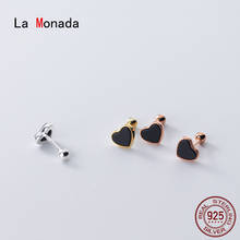 Серьги-гвоздики La Monada женские из серебра 925 пробы, минималистичные маленькие украшения в виде сердца в Корейском стиле, серебро 925 пробы 2024 - купить недорого