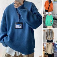 2021 Winter Men's Fashion Solid 6 Color Coats Loose Casual Wool Sweater Round Neck Pullover Male Tide Cashmere Knitting M-3XL 2024 - buy cheap