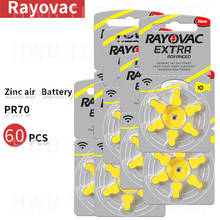 10pack(60PCS) 100% Original Rayovac 10 PR70 A10 1.45V Hearing Aids Zinc Air Button Battery Batteries Made in UK with Free Gift 2024 - buy cheap