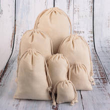 1PC Reusable Cotton Linen Drawstring Storage Bags Fruit Vegetable Rice Grocery Shopper Bag Home Storage Bag Stuff Bag 2024 - buy cheap