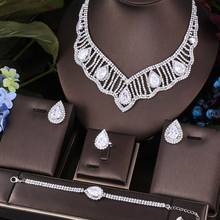 janekelly 4pcs Bridal Zirconia Full Jewelry Sets For Women Party, Luxury Dubai Nigeria CZ Crystal Wedding Jewelry Sets 2024 - buy cheap