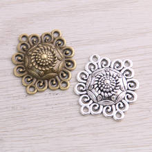 15pcs 27*29mm Retro Two Color Zinc Alloy Hollow Flower Pendants Connectors Linker For DIY Charm Jewelry Accessorie Antique 2024 - buy cheap