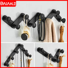 Robe Hook Black Aluminum Bathroom Hooks for Towels Hat Key Bag Clothes Rack Folding Coat Hooks Wall Mounted Bathroom Accessories 2024 - buy cheap