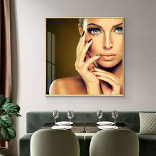 Maquillaje Sexy desnudo retrato de mujer, pintura al óleo sobre lienzo, carteles e impresiones de chica, Cuadros, imagen artística de pared para sala de estar 2024 - compra barato