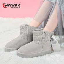 WWKK Botas Ao Ar Livre Sapatos de Camurça de Couro da Neve do Inverno Quente Botas de Tornozelo Botas Para Mulheres Calçados Femininos Mulher 2019 Botas Feminino 2024 - compre barato