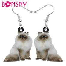 Bonsny Acrylic Sweet Cute Persian Cat Earrings Pet Kitten Animal Drop Dangle Jewelry For Women Friends Kid Trendy Gift Accessory 2024 - buy cheap