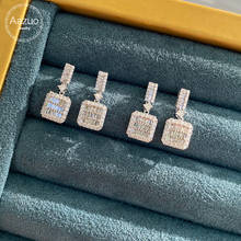 Aazuo-pendientes de oro blanco de 18K con forma de princesa para mujer, arete cuadrado clásico, con diamantes reales, Au750, para boda, fiesta de compromiso 2024 - compra barato