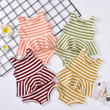 2pcs Baby Summer Clothing Newborn Baby Girls Clothes Sets Striped Print Sleeveless Ruffles Vest Tops+Shorts 0-24M 2024 - buy cheap