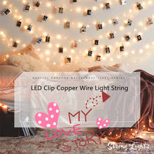 Guirnalda de luces LED con Clip para fotos, cable de cobre USB, guirnalda con batería para exteriores, decoración de Navidad, fiesta, boda y Navidad 2024 - compra barato