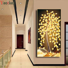 Diamond Embroidery Golden Leaf Fortune Tree 5D Diamond Painting Cross Stitch Pattern Mosaic Full Square Layout Home Decoration 2024 - buy cheap