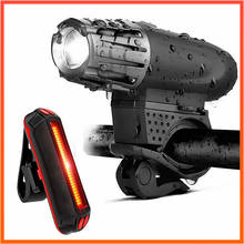 Luz de led recarregável usb para bicicleta, luz frontal + lanterna traseira de led 2024 - compre barato