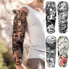 Large Arm Sleeve Tattoos Tiger Palm Lighthouse Waterproof Temporary Tatto Sticker Compass Beach Body Art Full Fake Tatoo Women 2024 - buy cheap