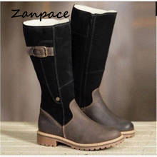 ZANPACE-Botas de tacón alto de felpa para mujer, zapatos exteriores de punta redonda, de terciopelo cálido, talla 35-43, invierno, 2020 2024 - compra barato