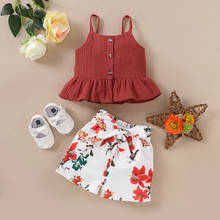 2Pcs Summer Toddler Kids Baby Girls Vest Tops+Floral Short Pants Outfit Clothes 2024 - buy cheap