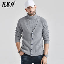 CHAIFENKO-suéteres de cuello alto para hombre, Jersey de punto de algodón cálido, de marca, de alta calidad, informal, a la moda, Invierno 2024 - compra barato