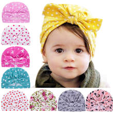 MAYA STEPAN Children Print Baby Hat Kids Bow Dot Flower Cap Newborn Girls photography Props Spring Autumn Modis Beanie Turban 2024 - buy cheap