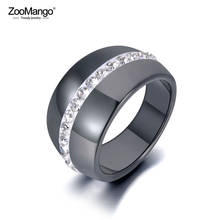 ZooMango-Anillos bohemios de cerámica negra para mujer, joyería de fiesta de cristal para mujer, anillo de compromiso de diamantes de imitación de arcilla de acero inoxidable ZR19081 2024 - compra barato