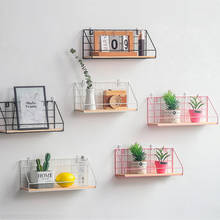 Nordic Wooden Iron Grid Storage Shelf Creative Wall Hanging  Living Room Bathroom Sundries Storage Holders Home Decoration 2024 - buy cheap