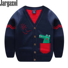 Jargasol suéter cardigã de outono para crianças, blusa bordada com dinossauro e camisola da menina, traje de inverno para crianças 2024 - compre barato