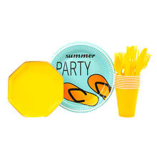 Juego de vajilla desechable hawaiana, plato de papel flamenco, taza, suministros para fiesta de boda, decoración para fiesta de cumpleaños y piscina, 40 unids/set por Set 2024 - compra barato