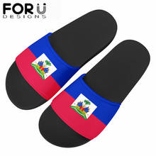 FORUDESIGNS Haiti Flag Print Women Slippers Luxury Brand Design Indoor Sandals Fashion Home Slippers Non-slip Floor Flip Trend 2024 - buy cheap
