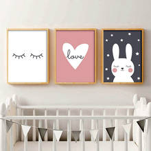 Nursery Wall Art Canvas Painting NDITB Rabbit Heart Cartoon Posters and Prints Decorative Picture Nordic Style Kids Decoration 2024 - buy cheap