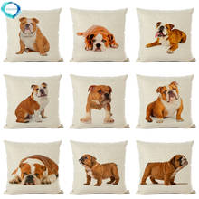 French Bulldog Cotton Linen Cushion Cover Cartoon Dog Corgi Pug Square Throw Pillow Cover Pillowcase Decor Almofada 2024 - buy cheap