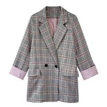 Retro Plaid Suit Jacket Female 2022 Spring Autumn Blazers Coats Women's Clothing New Korean Loose Suits Jackets g139 2024 - buy cheap