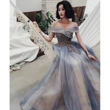 Off The Shoulder Formal Evening Dresses Party Dress Classic Boat Neck A-line Prom Dress Luxury Robe De Soiree Customize 2024 - buy cheap