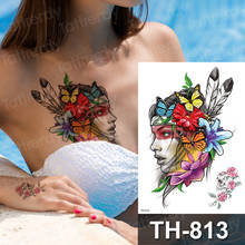 Tatuagens temporárias para meninas, tatuagens rústicas com flores, pássaros e animais, tatuagem indiana à prova d'água, adesivo corporal falso 2024 - compre barato