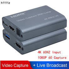 Tarjeta de captura de Audio y vídeo 4K, 60HZ, USB 3,0, 1080P, 60fps, HDMI, grabador de vídeo para PS4, cámara de juegos, grabadora, transmisión en vivo 2024 - compra barato