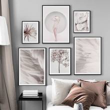 Gray Fashion Girl Flower Plant Feather Wall Art Canvas Painting Nordic Posters And Prints Wall Pictures For Living Room Decor 2024 - buy cheap