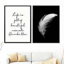 Posters e cópias da lona pena citação pintura parede arte preto branco imagens para sala de estar nordic minimalista decoração 2024 - compre barato