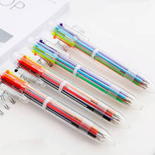 6 in 1 Color Ballpoint Pen Kawaii Multifunction Pen Black/Red/Green/Yellow/Purple/Orange Ink Pens For School Office Accessories 2024 - buy cheap